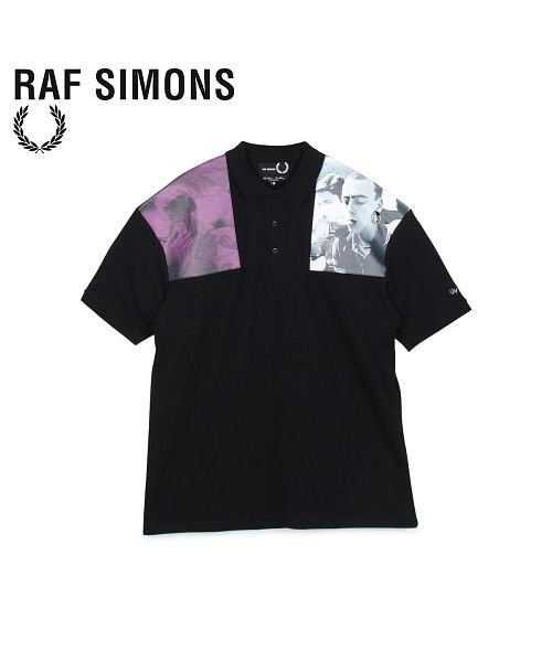 フレッドペリー ラフシモンズ Fred Perry Raf Simons ポロシャツ 半袖 メンズ コラボ Printed Patch Polo ブラック 黒 フレッドペリー Fred Perry Magaseek