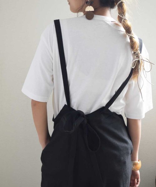 ARGO TOKYO(アルゴトウキョウ)/Linen blend salopette tapered pants 29083/ブラック