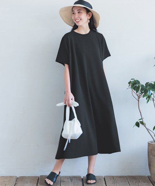注目の商品 マガシーク コカ 半袖aラインワンピース レディース Black Onesize Coca かいこみ