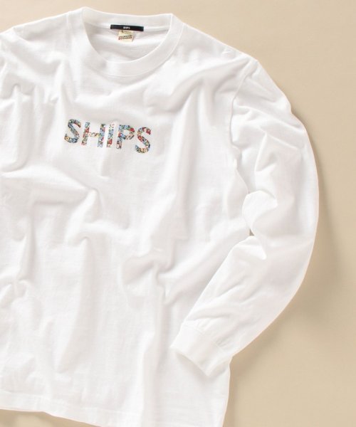 SHIPS MEN(シップス　メン)/【WEB限定】SHIPS: モチーフ ロゴ ペイズリー/フラワー/カモ柄 ロングスリーブ Tシャツ (ロンT)/ホワイト