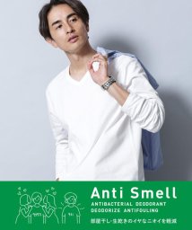 nano・universe(ナノ・ユニバース)/《イヤな臭いを軽減》Anti Smell VネックロングスリーブTシャツ/ホワイト