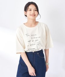 OLIVE des OLIVE(オリーブデオリーブ)/バックレースアップ線画きプリントＴシャツ/アイボリー