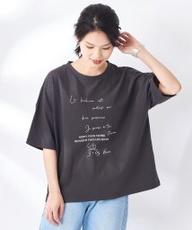 OLIVE des OLIVE(オリーブデオリーブ)/バックレースアップ線画きプリントＴシャツ/スミクロ