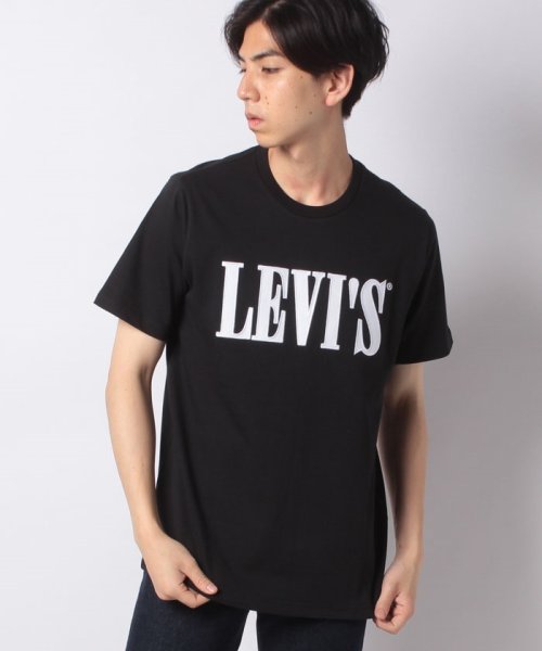 LEVI’S OUTLET(リーバイスアウトレット)/RLXD GRAPHIC TEE BLACK W/ WHITE SERIF LO/ブラック