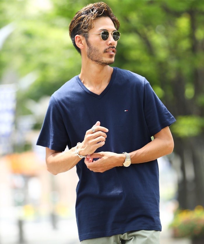 Tommy Hilfiger トミー ヒルフィガー Basic Cotton Core Flag ブランド Tシャツ メンズ レディース Vネック 半袖 T ジギーズショップ Jiggys Shop Magaseek