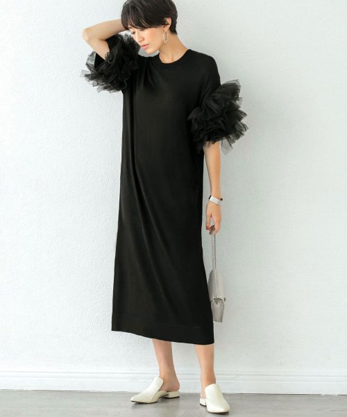 スタイルデリ Style Deli ボリュームチュール袖ロングニットワンピース Magaseek