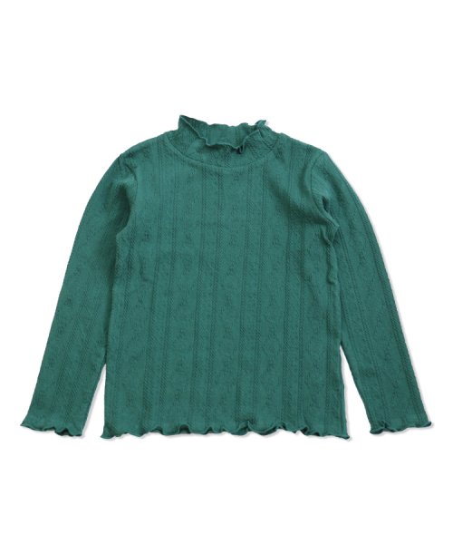 chil2(チルツー)/《全10色》アラン編み模様長袖ハイネックTシャツ/グリーン