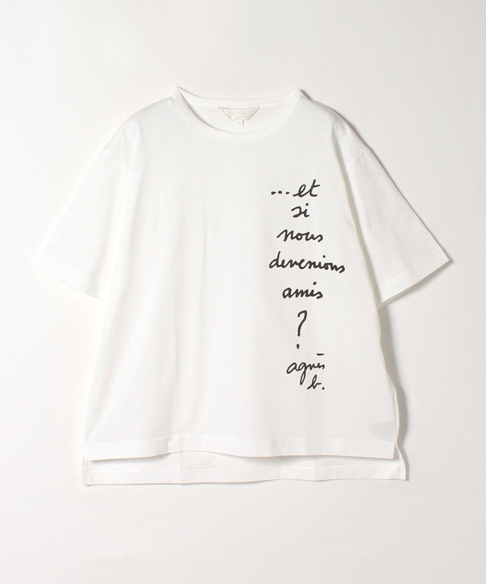 ＜マガシーク＞ アニエスベー WL84 TS メッセージビッグシルエットTシャツ レディース ホワイト 40(L) agnes b.】