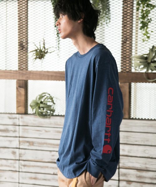 Carhartt(カーハート)/Carhartt カーハート】ロングスリーブ袖グラフィックロゴTシャツ/杢ブルー