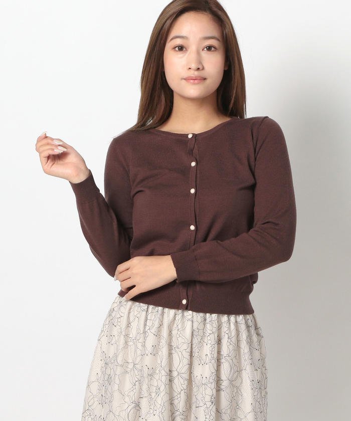 注目の商品 10 Off マガシーク ミッシュマッシュ パールボタン定番カーディガン レディース ダークブラウン M Misch Masch セール開催中 かいこみ
