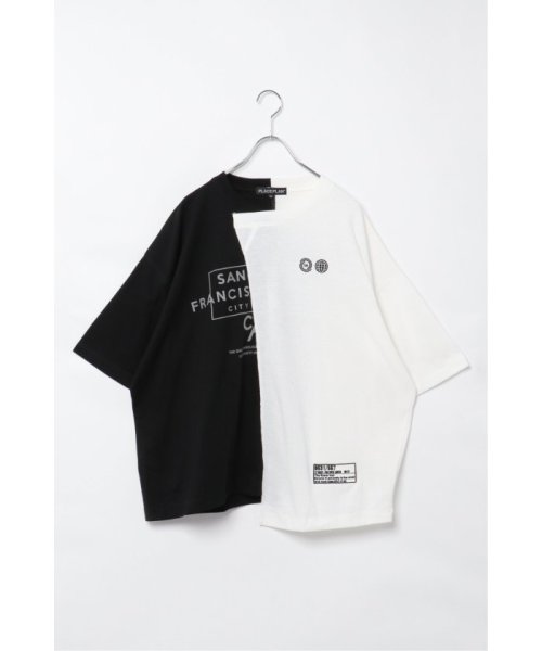 VENCE　EXCHANGE(ヴァンス　エクスチェンジ)/バイカラーリメイクビッグTシャツ/オフホワイト