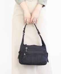 MK MICHEL KLEIN BAG(エムケーミッシェルクランバッグ)/【2WAY/撥水】タックギャザートートバッグ/ブラック