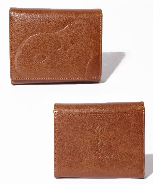 SNOOPY Leather Collection(スヌーピー)/スヌーピー/SNOOPY/ピーナッツ/PEANUTS/二つ折れ/キャメル