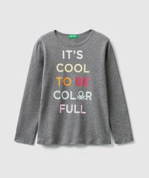 BENETTON (UNITED COLORS OF BENETTON GIRLS)(ユナイテッド　カラーズ　オブ　ベネトン　ガールズ)/ベーシックロゴプリントTシャツ・カットソー/杢グレー