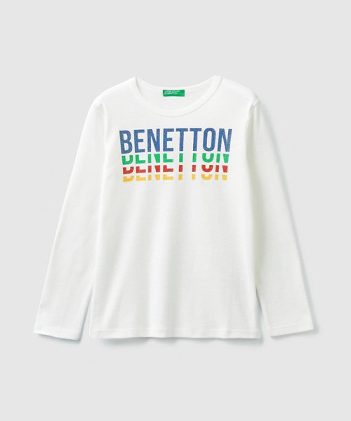 BENETTON (UNITED COLORS OF BENETTON GIRLS)(ユナイテッド　カラーズ　オブ　ベネトン　ガールズ)/ベーシックロゴプリントTシャツ・カットソー/ホワイト
