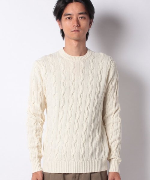 セール ウールケーブルクルーネックニット セーター ベネトン メンズ Benetton Mens Magaseek