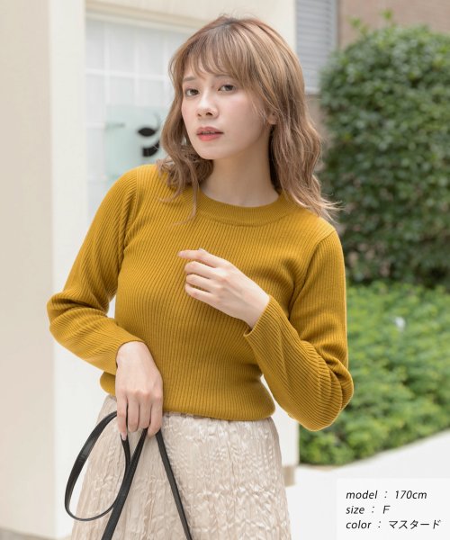 セール プチハイネックニット リブニット 薄手生地 シンプル カラバリ豊富 フェミニン 長袖 トップス レディース 秋 冬 アドティエ Ad Thie Magaseek