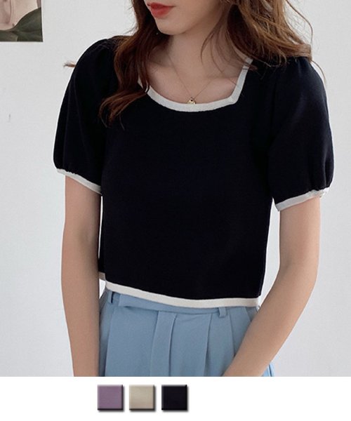 セール サマーニットトップス Uネックtシャツ レディース きれいめ ショート丈トップス ニットソー 半袖ｔシャツ 可愛い ショッピングゴー Shoppinggo Magaseek