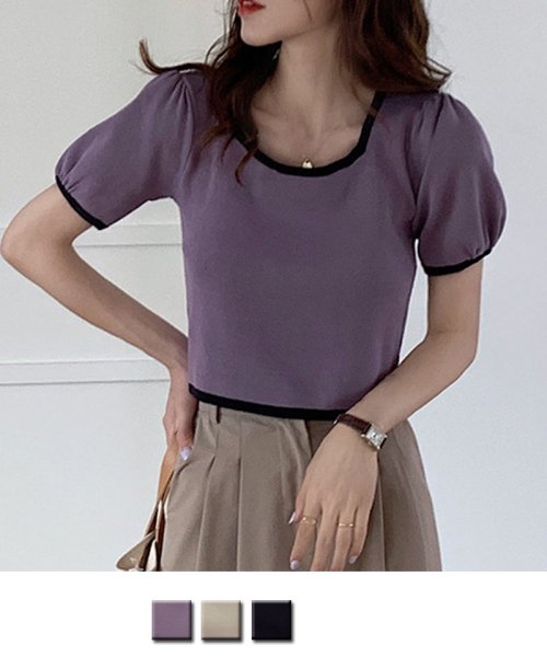 セール サマーニットトップス Uネックtシャツ レディース きれいめ ショート丈トップス ニットソー 半袖ｔシャツ 可愛い ショッピングゴー Shoppinggo Magaseek