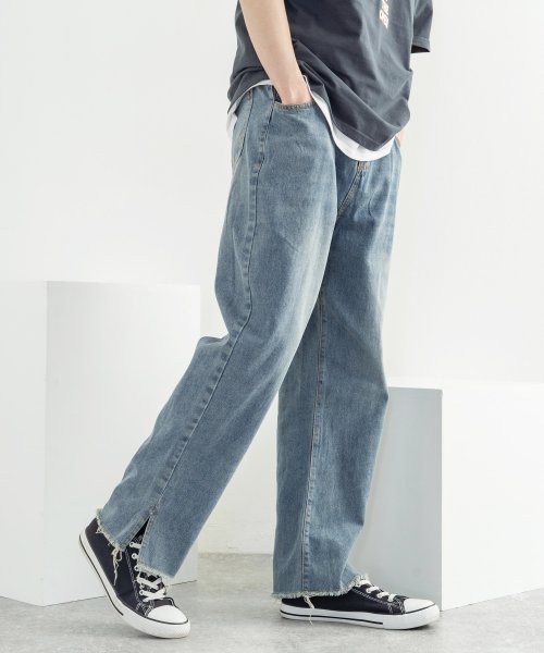 デニムパンツ メンズ ワイド テーパード アンクル スリット ルーズシルエット カジュアル クロップド丈 くるぶし ワイド 綿 コットン カットオフ 裁ち切り ロッキーモンロー Rocky Monroe Magaseek デニムパンツ メンズ ワイド テーパード アンクル スリット ルーズシルエット カジュアル クロップド丈 くるぶし ワイド 綿 コットン カットオフ 裁ち切り ロッキーモンロー Rocky Monroe Magaseek