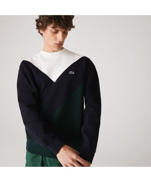 LACOSTE Mens(ラコステ　メンズ)/カラーブロックスウェットシャツ/ダークグリーン