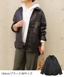 Fizz(フィズ)/【2020新作】エコレザーオーバーサイズシャツジャケット Fi AW 200508/ブラック