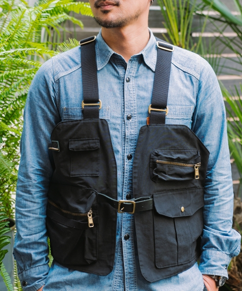 AS2OV / アッソブ SHRINK NYLON CAMP VEST 1 － NAVY