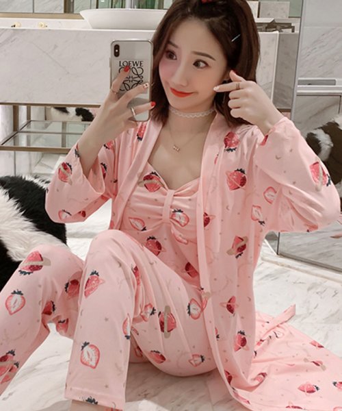 セール ルームウェア3点セット レディース 部屋着 上下セット 可愛い ナイトウェア パンツパジャマ ロングガウン ミニミニストア Miniministore Magaseek