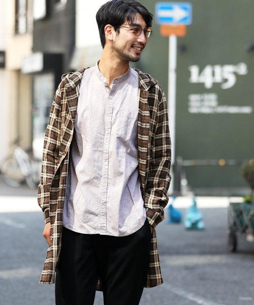 ネルロング丈パーカーシャツ 長袖シャツ パーカー メンズ カジュアル チェック ネルシャツ 長袖 シャツ トップス ロング ジギーズショップ Jiggys Shop Magaseek