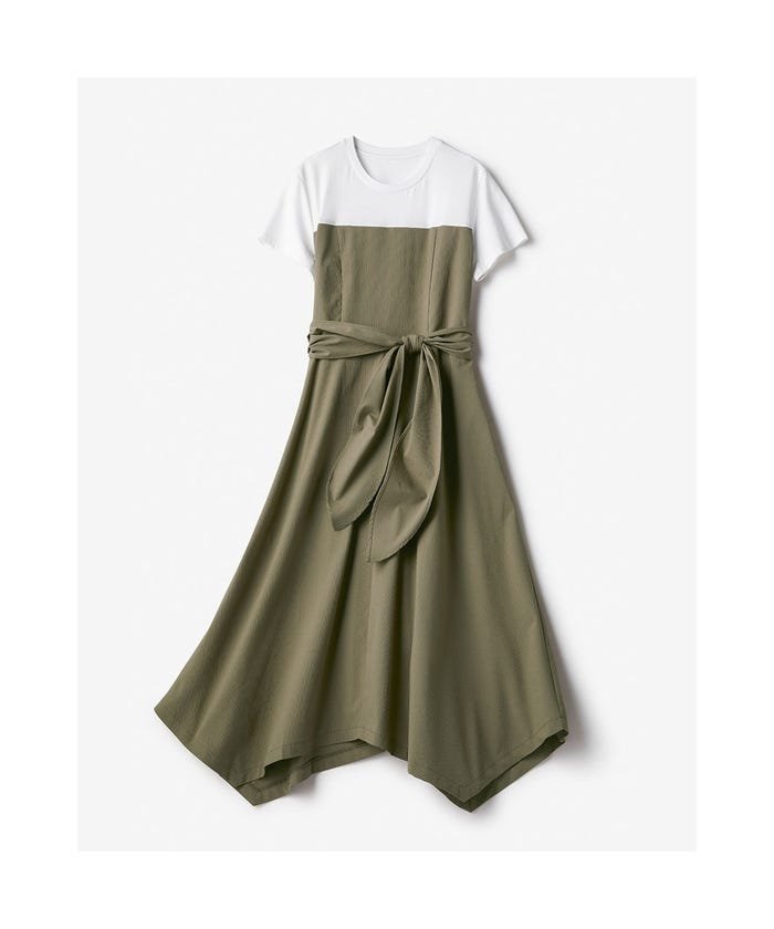 ドゥクラッセ Doclasse ランダムヘム ドッキングワンピース カーキ パターン ドゥクラッセ Doclasse Magaseek