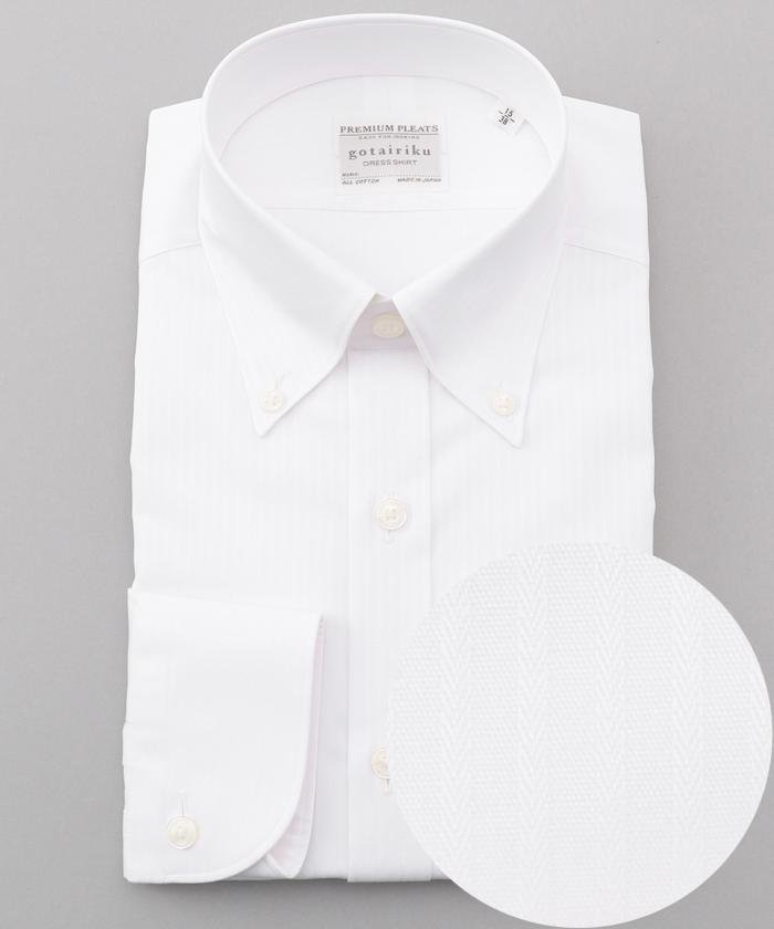  五大陸 PREMIUMPLEATS＿白ドビー / スナップボタンシャツ メンズ ホワイト系1 16H（42-86） gotairiku】