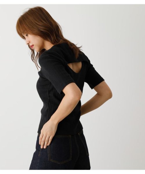 AZUL by moussy(アズールバイマウジー)/【GISELe10月号掲載】BACK LAYERD RIB TOPS/BLK