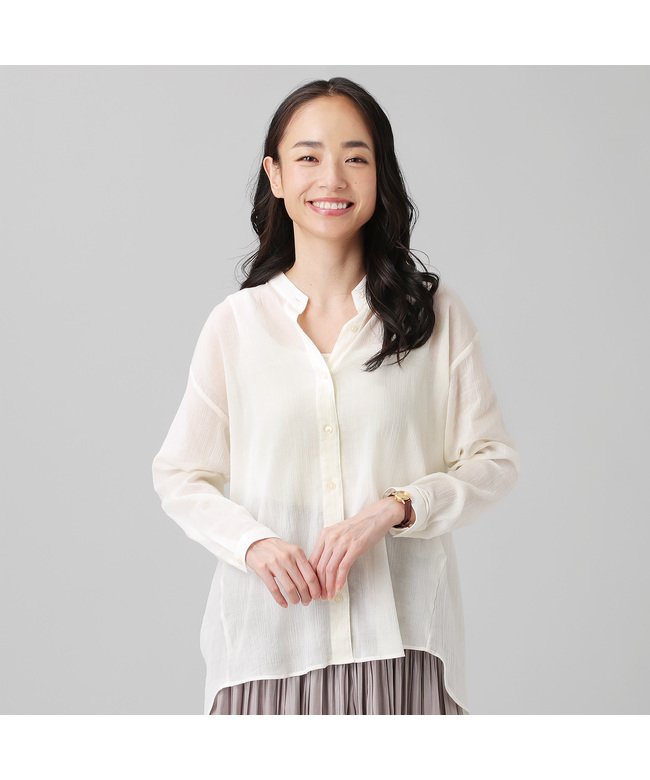 39%OFF！ トーキョーシャツ ウィメンズ カジュアル 長袖 楊柳チュニック スタンド衿 白 レディース シロ L TOKYO SHIRTS】 セール開催中】