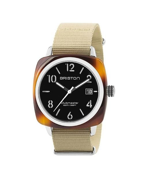 BRISTON ブリストン CLUBMASTER CLASSIC HMS DATE TORTOISE WATCH / 腕時計 BRISTON HMS 時計本体にはベージュのNATOベルトが付属されています 他のベルトは別売りになります