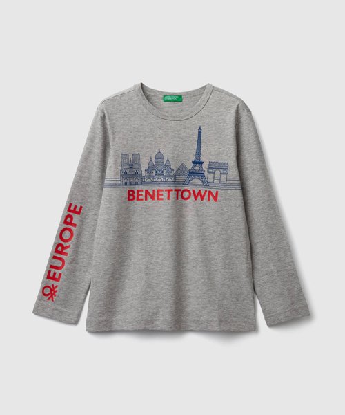 BENETTON (UNITED COLORS OF BENETTON BOYS)(ユナイテッド　カラーズ　オブ　ベネトン　ボーイズ)/ベネタウンプリントTシャツ・カットソー/グレー