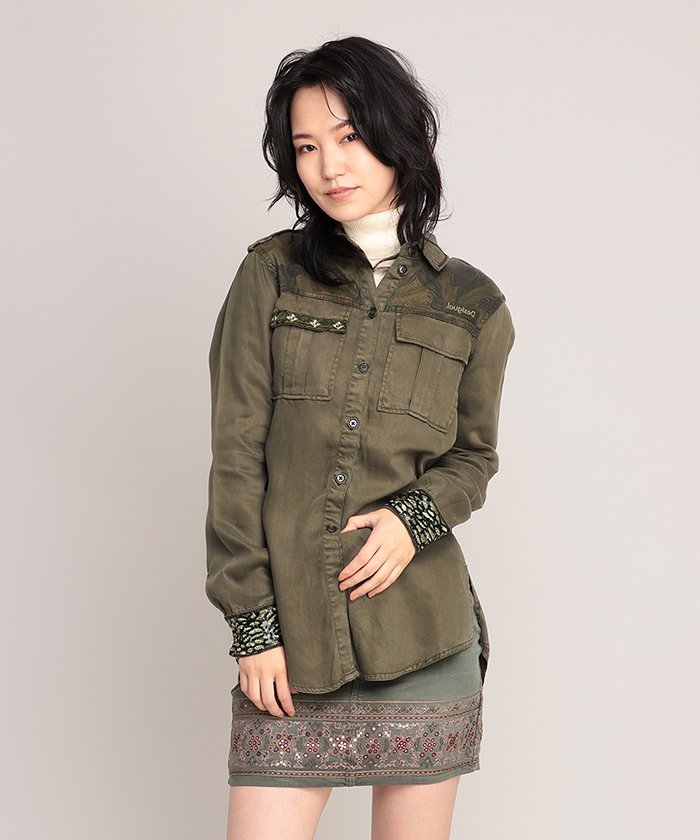 29%OFF！＜マガシーク＞ デシグアル デニムシャツ長袖 CAMOFLOW レディース グリーン系 S Desigual】 セール開催中】