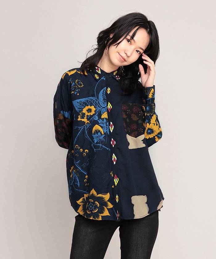 29%OFF！＜マガシーク＞ デシグアル シャツ長袖 VARDAR レディース ブルー系 L Desigual】 セール開催中】