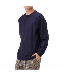 MAC HOUSE(men)(マックハウス（メンズ）)/NAVY ネイビー 天竺クルーネック長袖Tシャツ MH/03707FW/ネイビー