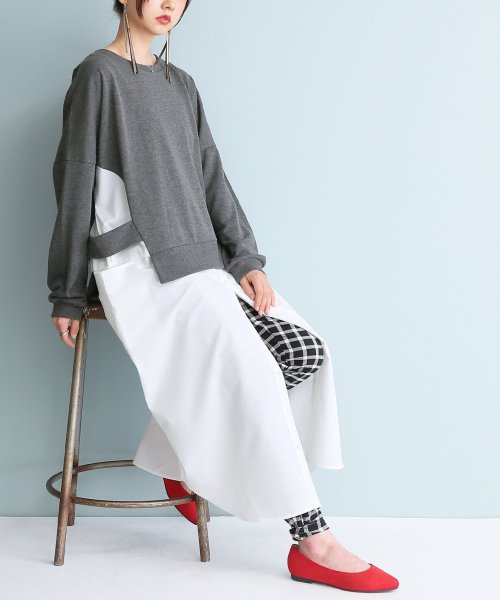 セール オシャレウォーカー Osharewalker バイカラー異素材ドッキングワンピース Magaseek