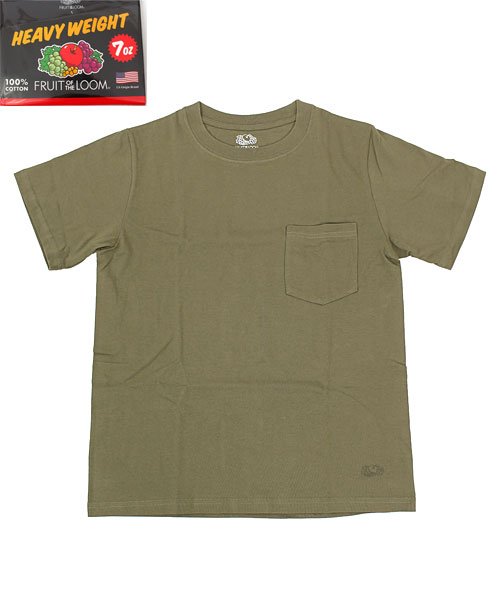 TopIsm(トップイズム)/フルーツオブザルームヘビーウェイト7オンスポケット付き半袖Tシャツ/カーキ