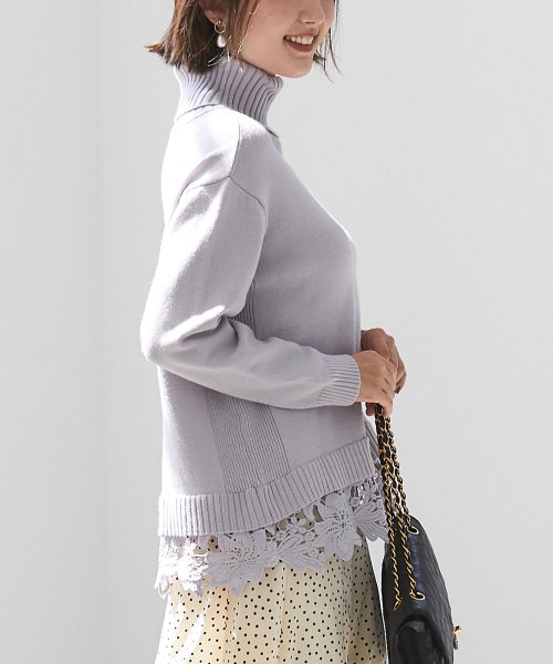 Andgirl1月号掲載 美人百花10月号掲載 裾フラワーレース付きタートルネックニット トッコクローゼット Tocco Closet Magaseek