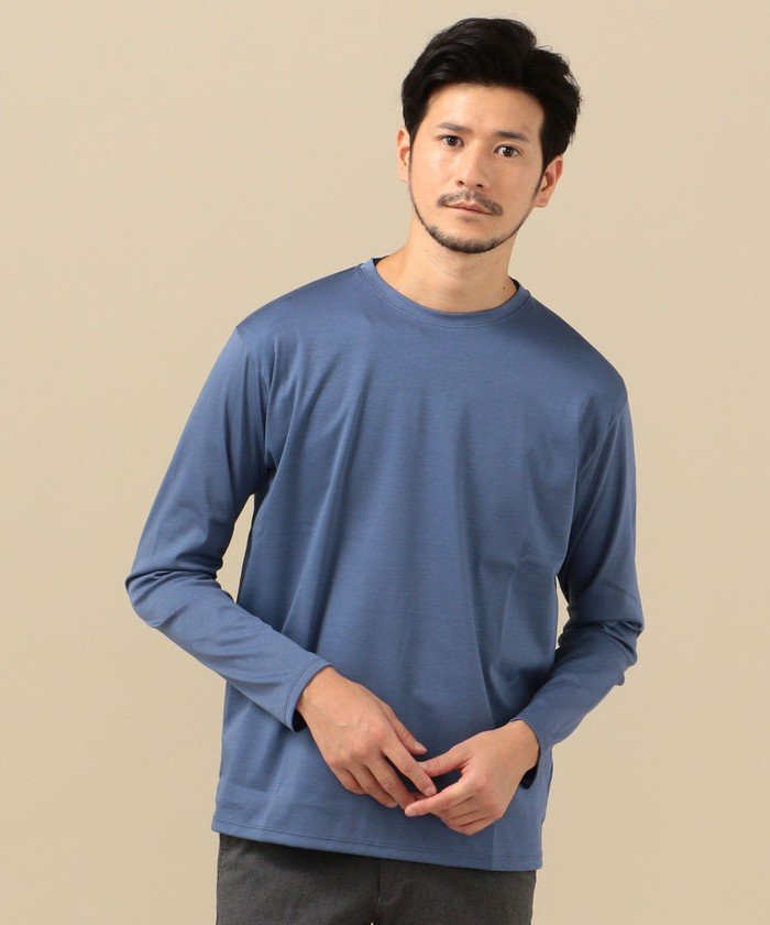  シップス SHIPS: I Cotoni di Albini スムース クルーネック ロングスリーブ Tシャツ (ロンT) メンズ スカイブルー X-LARGE SHIPS】