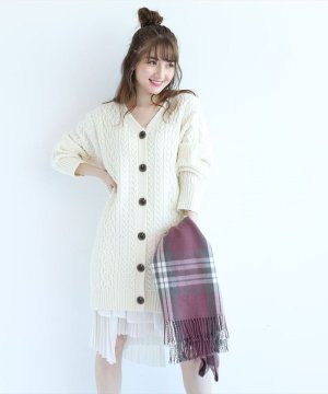 Apuweiser Riche アプワイザーリッシェ 2wayレイヤードケーブルニットワンピース ワンピース ワンピ ニット ニットワンピース 2way 2wayワンピース レイヤード レイヤードワンピース インナー インナー付 インナーワンピース ケーブル ケーブル編み ケーブルニット V
