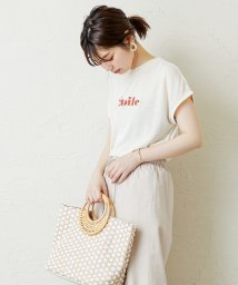NICE CLAUP OUTLET(ナイスクラップ　アウトレット)/【natural couture】Etoileロゴフレンチスリーブトップス/柄1