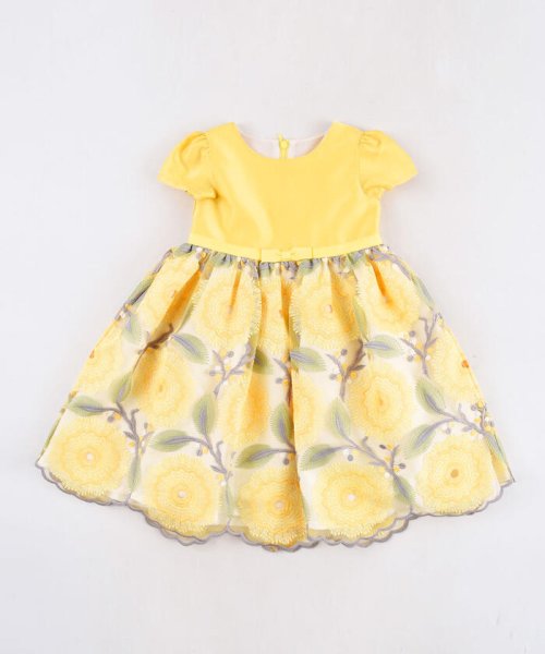 セール シルデュー サテン チュール ひまわり 刺 ドレス 100cm 140cm ベベ Bebe Magaseek