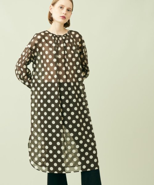 セール コットンオーガンジードットプリント ネックギャザーワンピース Tomorrowland Collection Tomorrowland Collection Magaseek