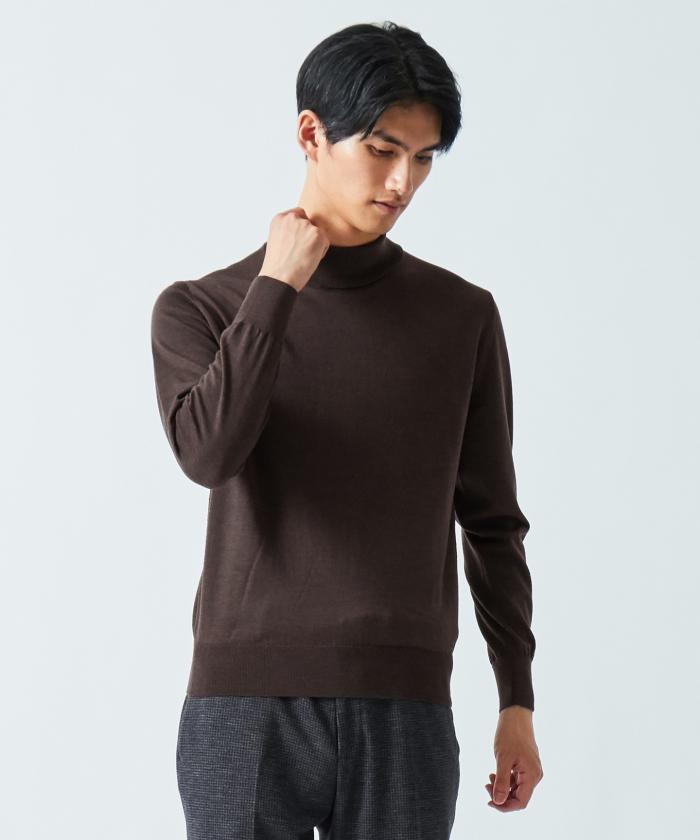 低反発 腰用 ZEGNA タートルネックニット ネイビー ハイゲージ