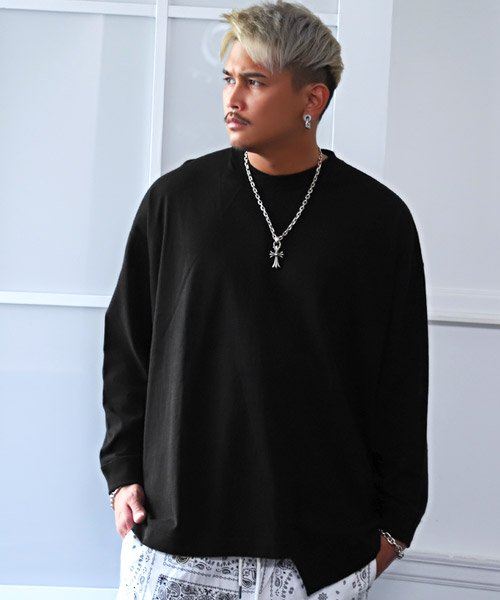 ラグスタイル Luxstyle Usaコットンドロップショルダーリメイク風ロングtシャツ ロンt メンズ 長袖tシャツ ビッグシルエット 無地 リメイク Magaseek