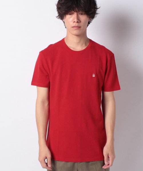 BENETTON (mens)(ベネトン（メンズ）)/ベネトンワンポイントロゴ半袖Tシャツ・カットソー/レッド