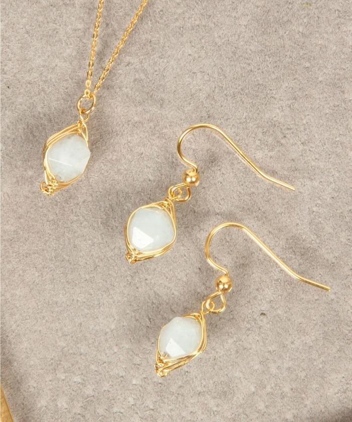 30%OFF！ ワイスチャーム 3月アクアマリンピアス×ネックレスセット レディース サックス フリー WYTHECHARM】 タイムセール開催中】